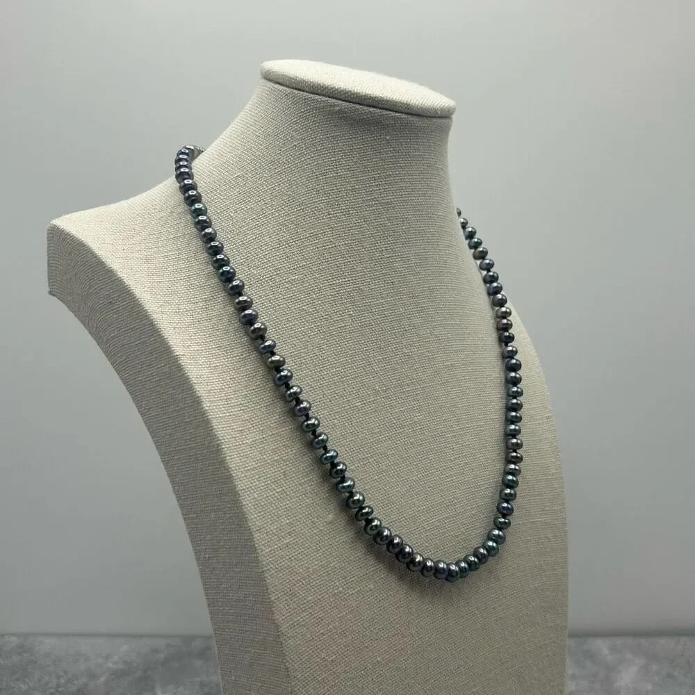 NWOT Natural Pearl Chromatic Blue Purple 18 inches Pearl Necklace Women’s Jewelr_2